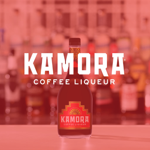 Kamora logo on a red background
