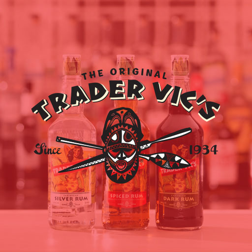 Trader Vics logo on a red background