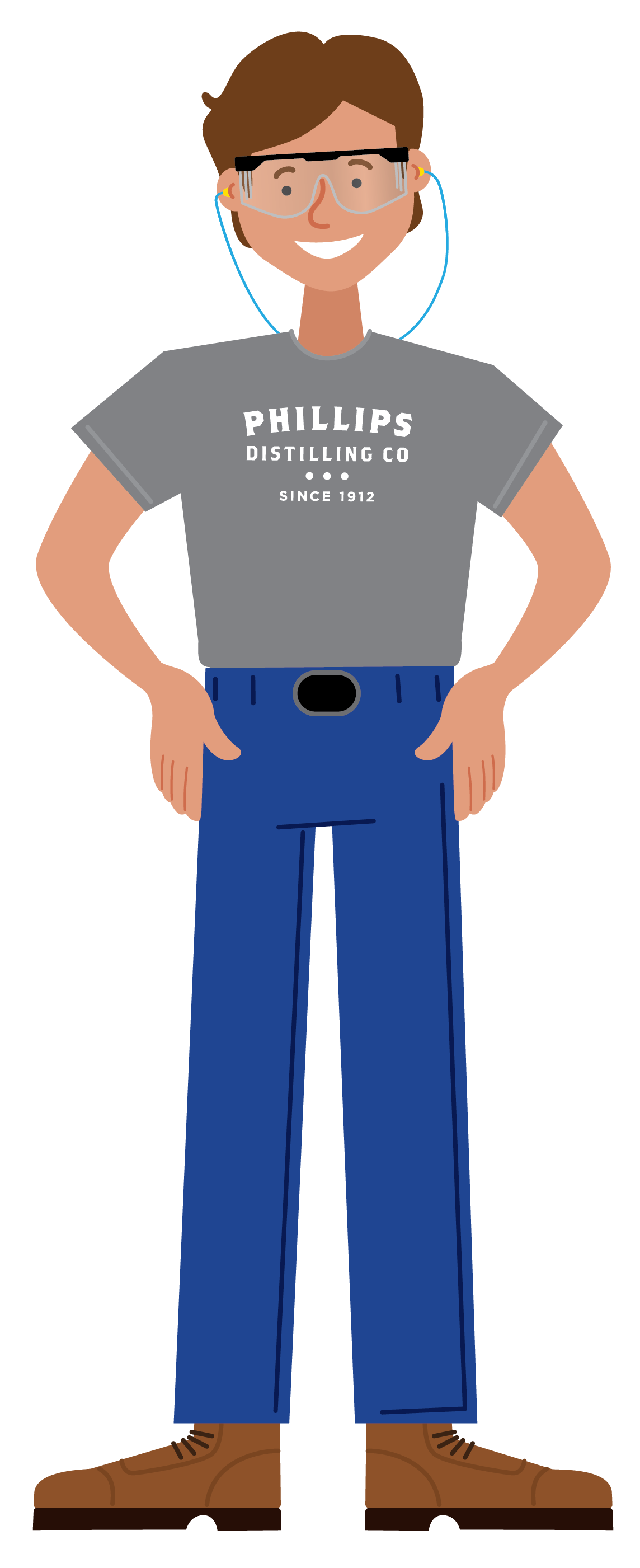An illustration of Phil smiling with hands on hips